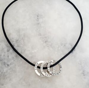 Silpada Sterling Hope Believe Friendship Charms On Leather Necklace